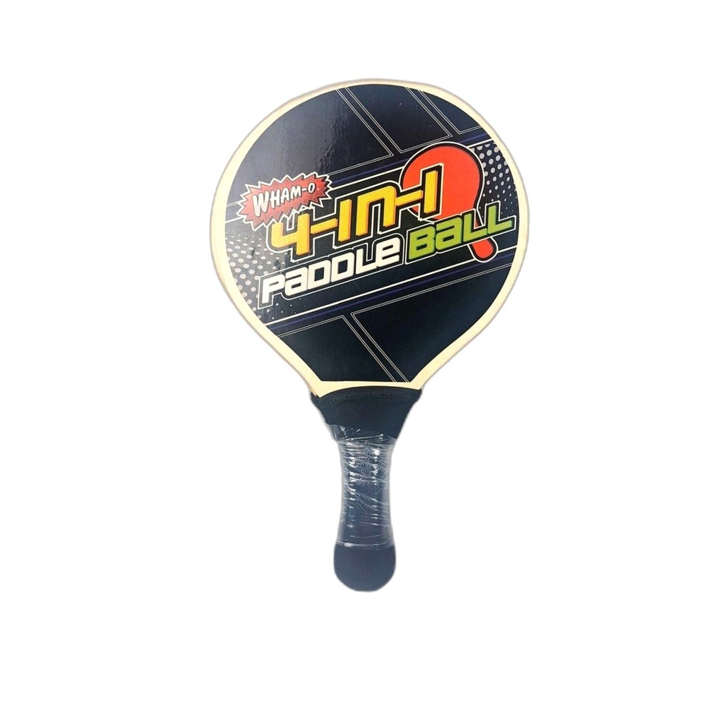 Wham-O 4-in-1 Paddle Ball Wooden Paddles Set of 2 Black Orange Green